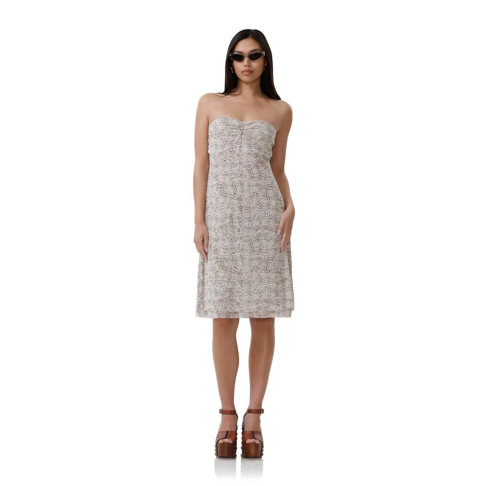 NWT AFRM Lucille Dress in Lace Plaid Sz L Strapless Sweetheart Knee Length Y2K